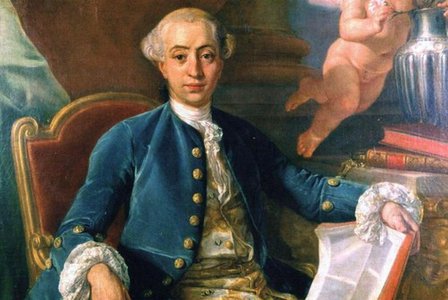 Lorenzův mentor, Amadeův obdivovatel. Giacomo Casanova